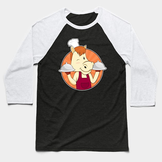 Horse as Cook with Serving platters Baseball T-Shirt by Markus Schnabel